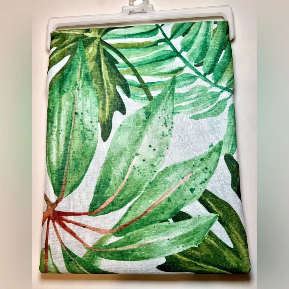 Tropical Green Palm Leaves Fabric Shower Curtain